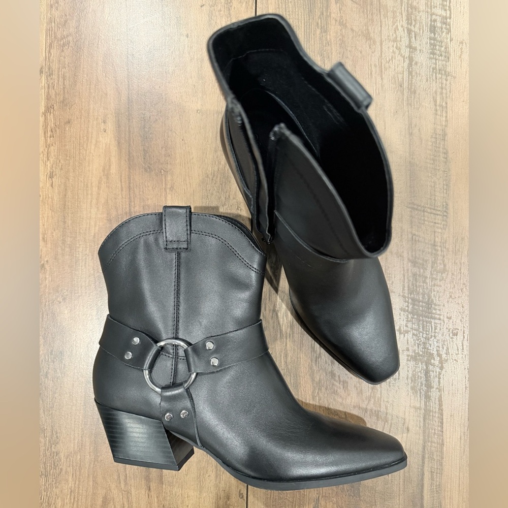 NWT Open Edit Black Ankle Boots